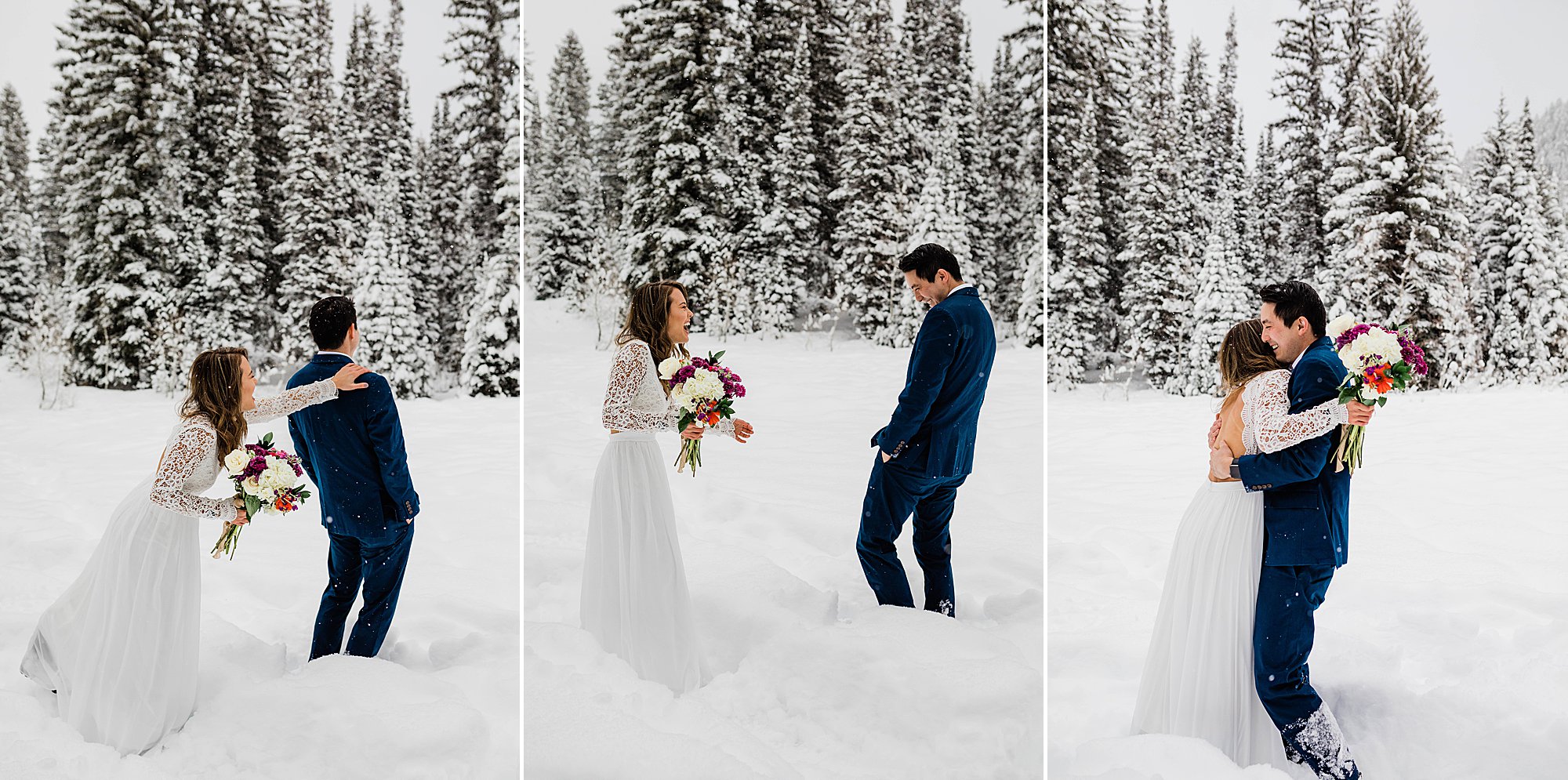 first look in the snow by utah elopement photographer