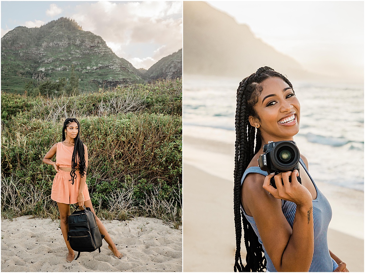 girl in front of mountains and the beach by orange county branding photographer