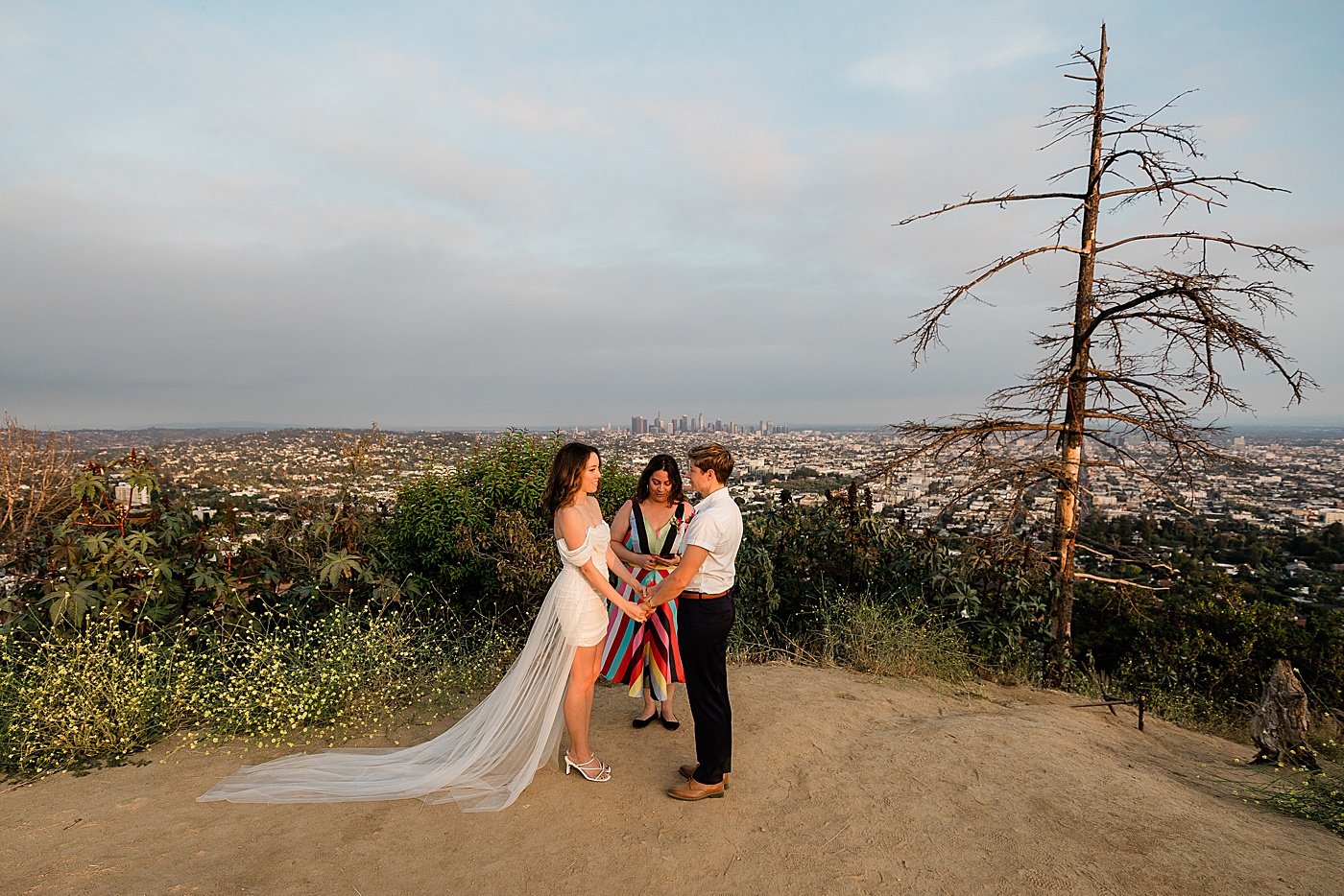 Elopement ceremony at the Griffith Observatory in LA.