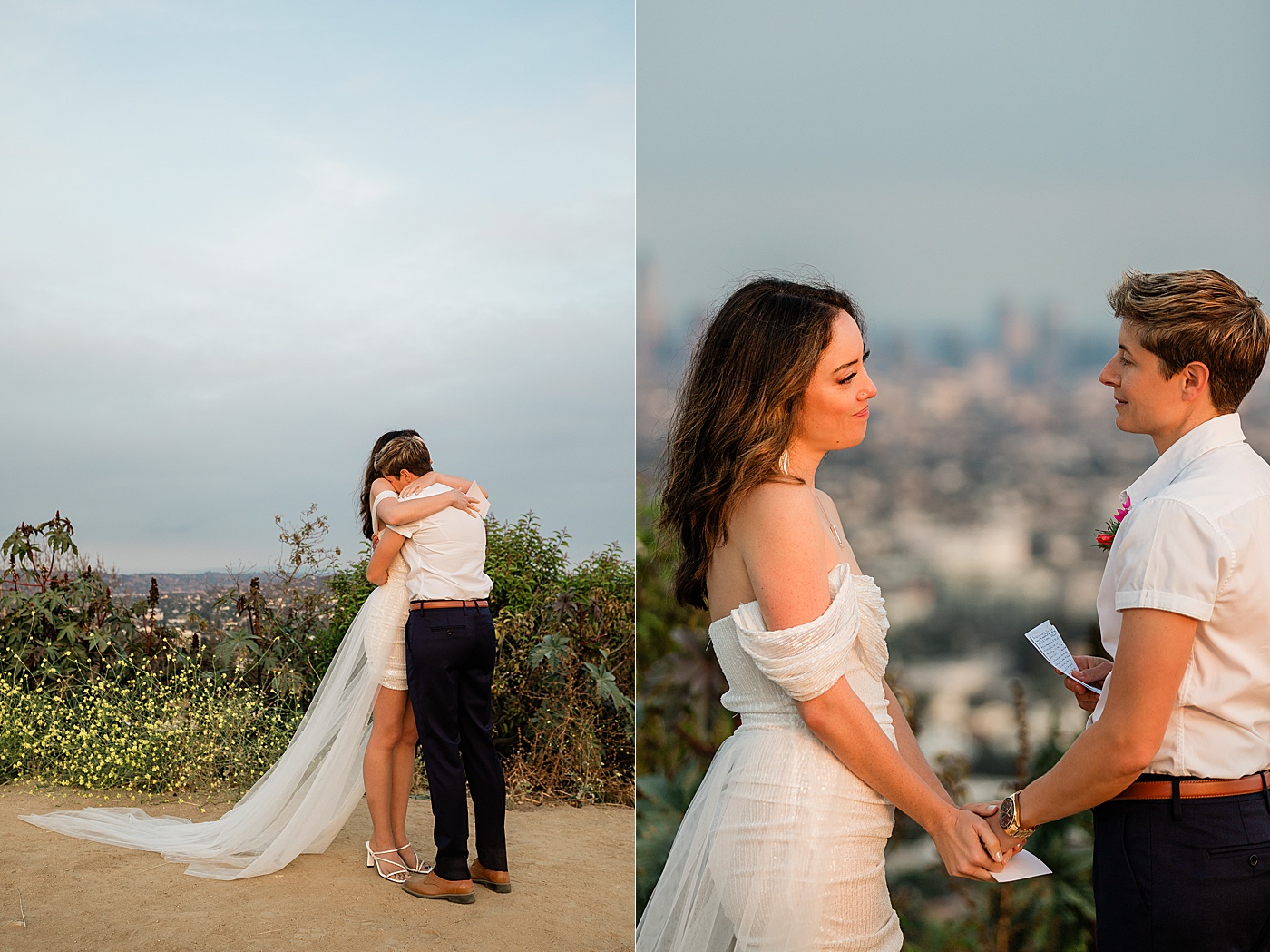 Brides eloping at the Griffith Observatory.