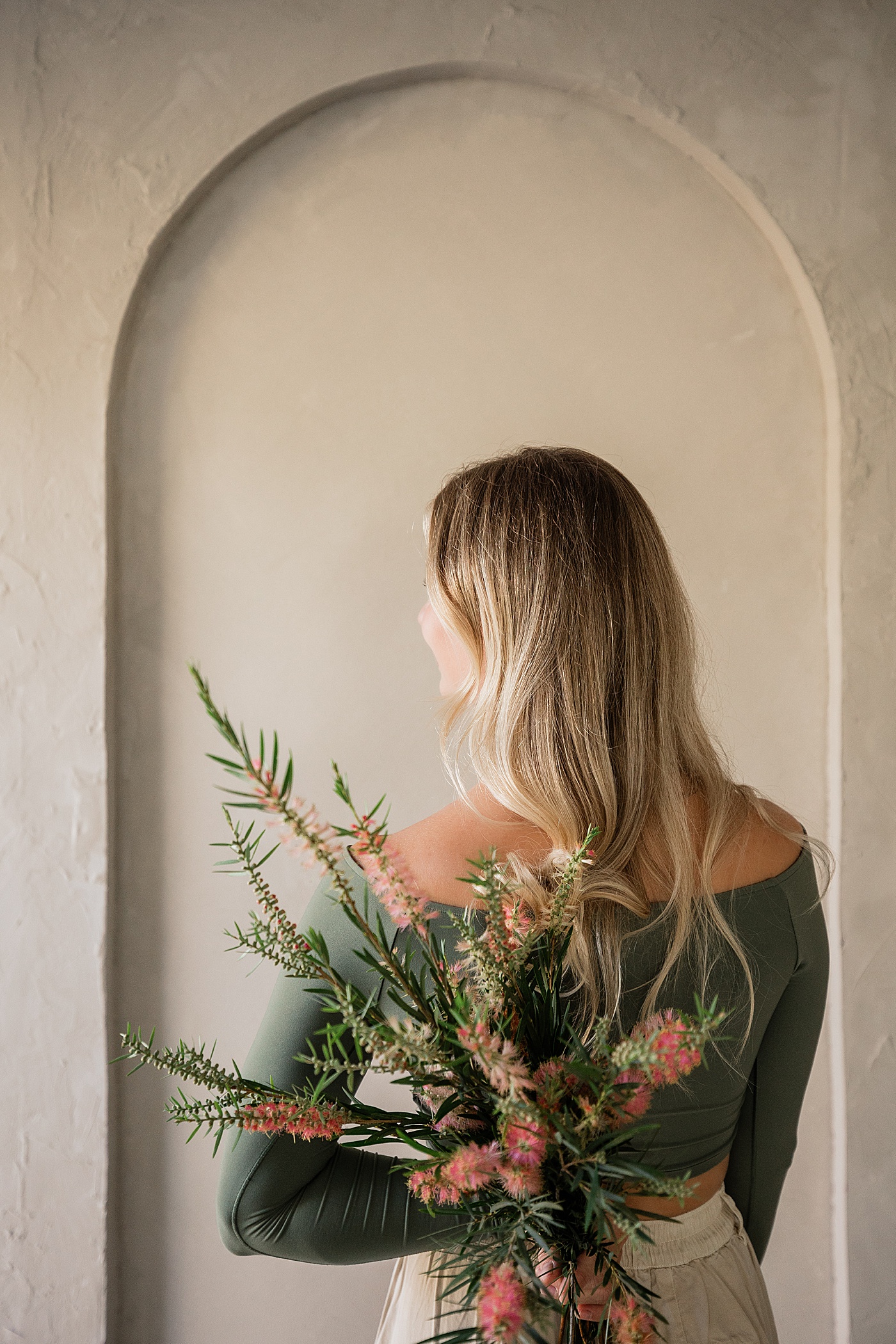 Los Angeles personal branding photos with a florist in a studio.