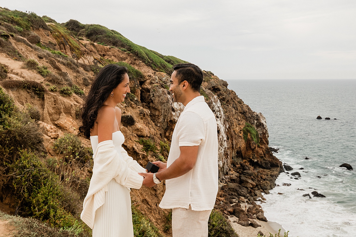 Cliff side Point Dume proposal in Malibu.