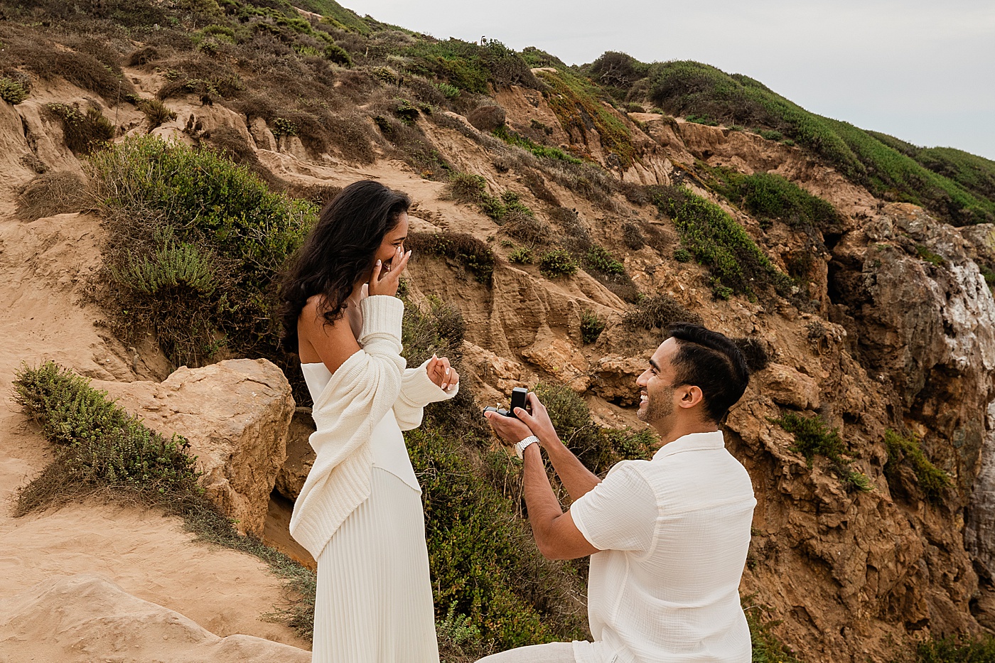 Cliff side Point Dume proposal in Malibu.