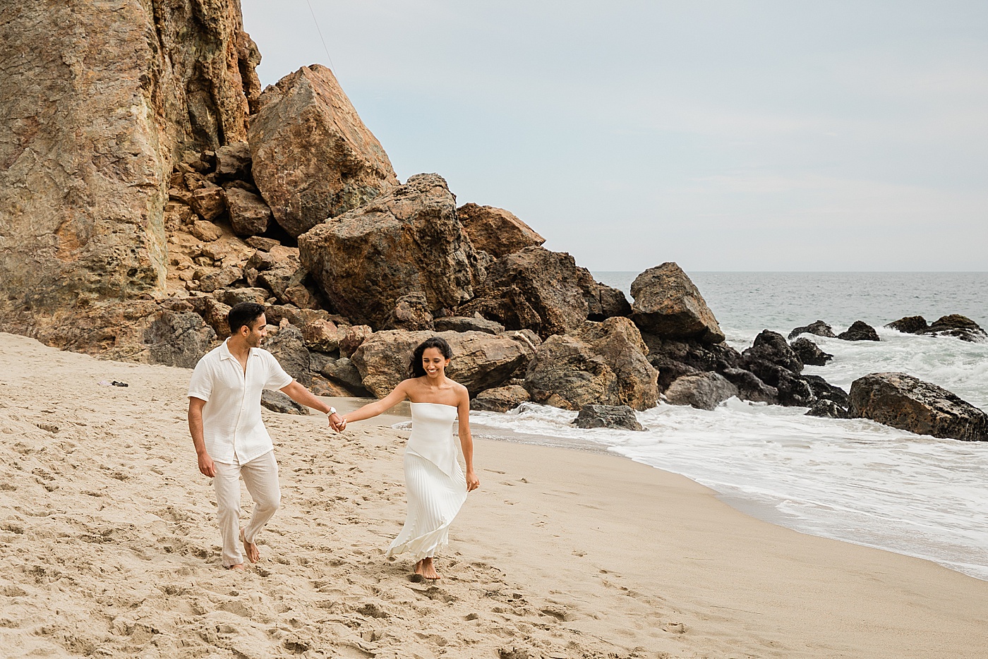 Point Dume beach engagement photos.