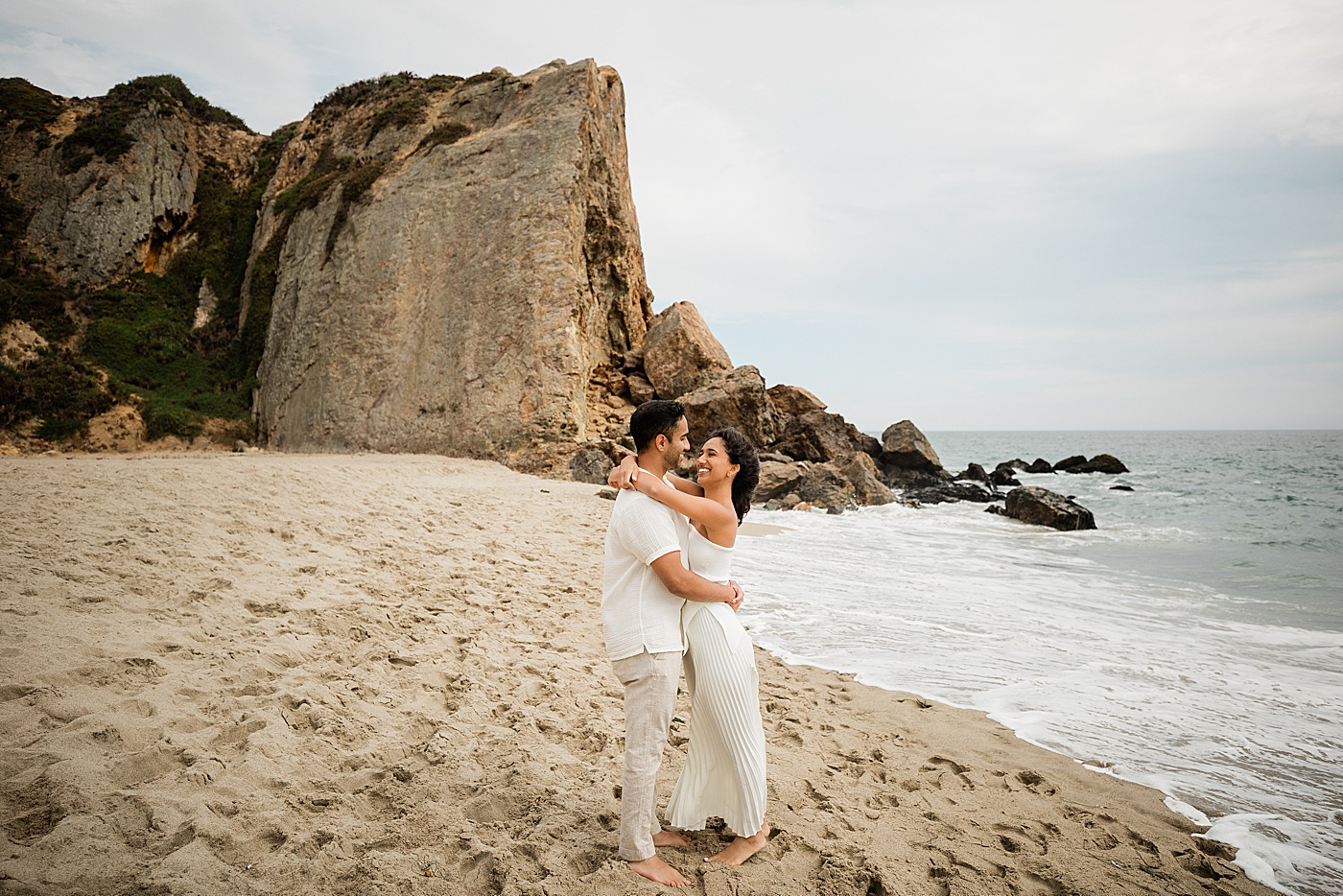 Point Dume beach engagement photos.