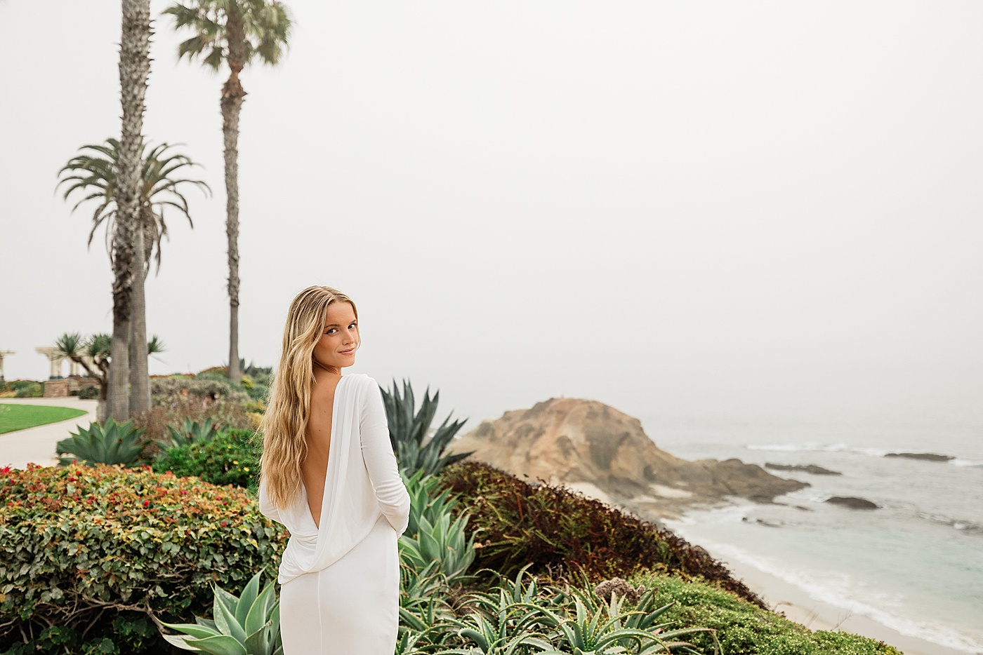 Bride portrait in SoCal beach elopement.