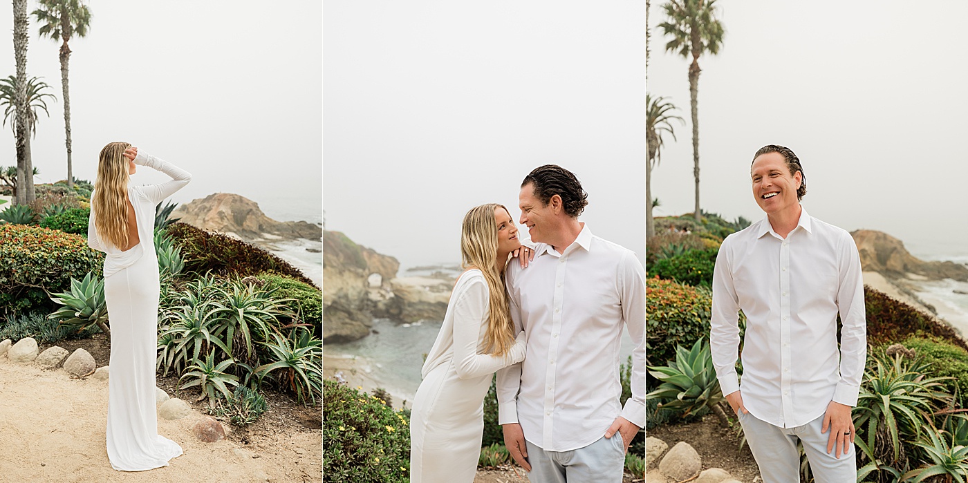 Bride and groom SoCal beach elopement.