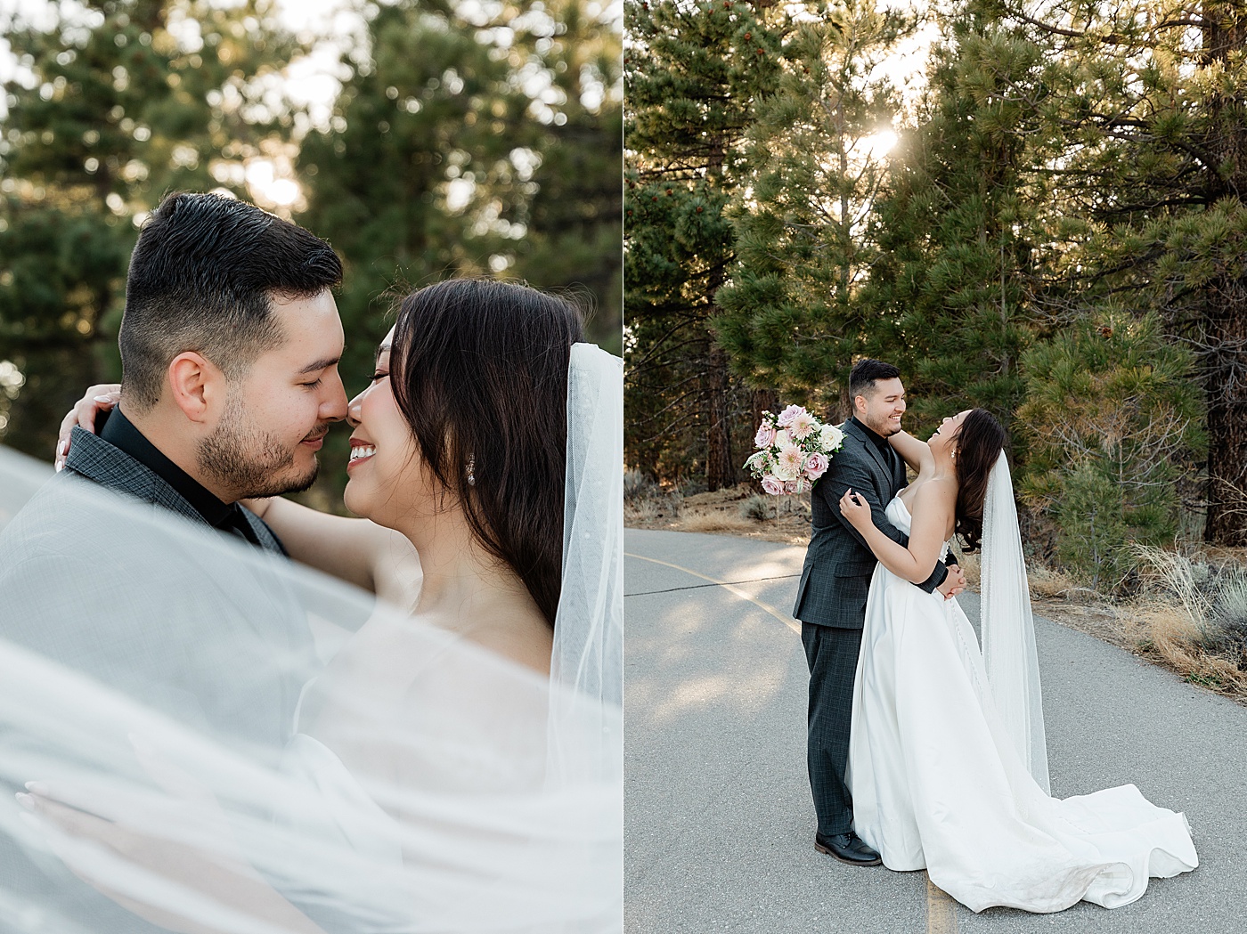 Bride and groom eloping at Big Bear.