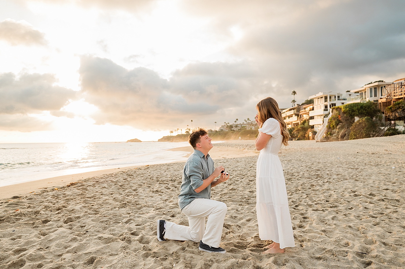 OC proposal photographer couple's beach session.