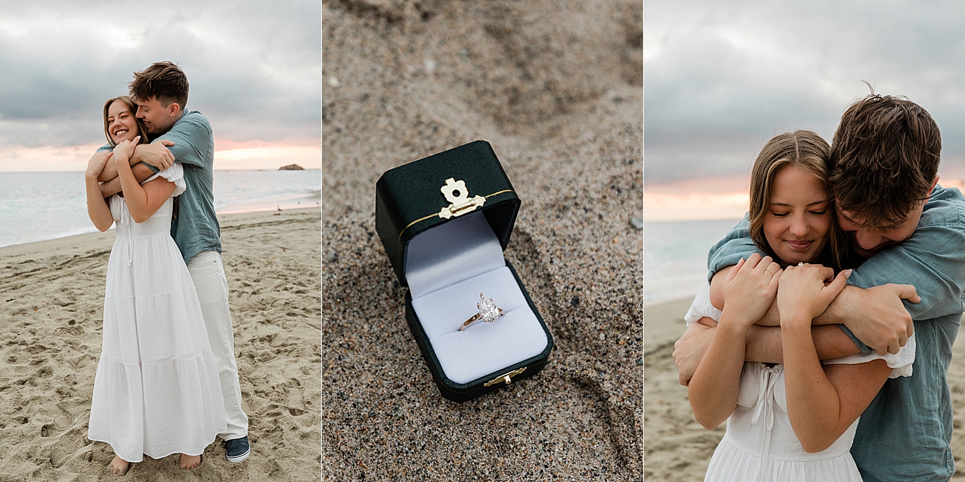 OC proposal photographer couple's beach session.
