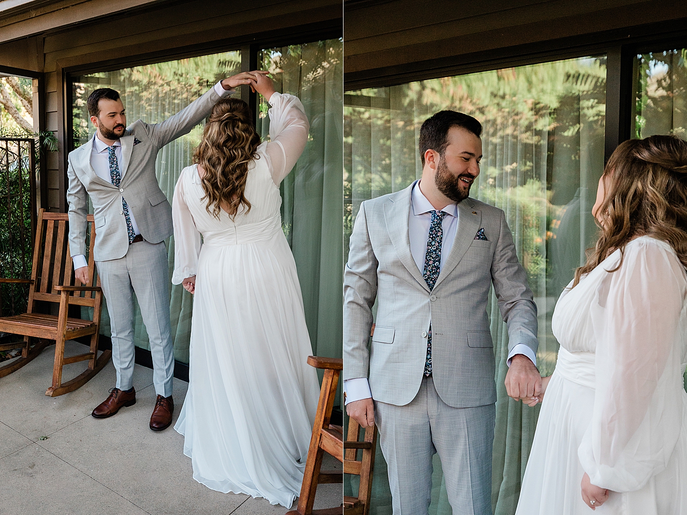 Bride and groom share their "first look" at The Ranch in Laguna Beach.
