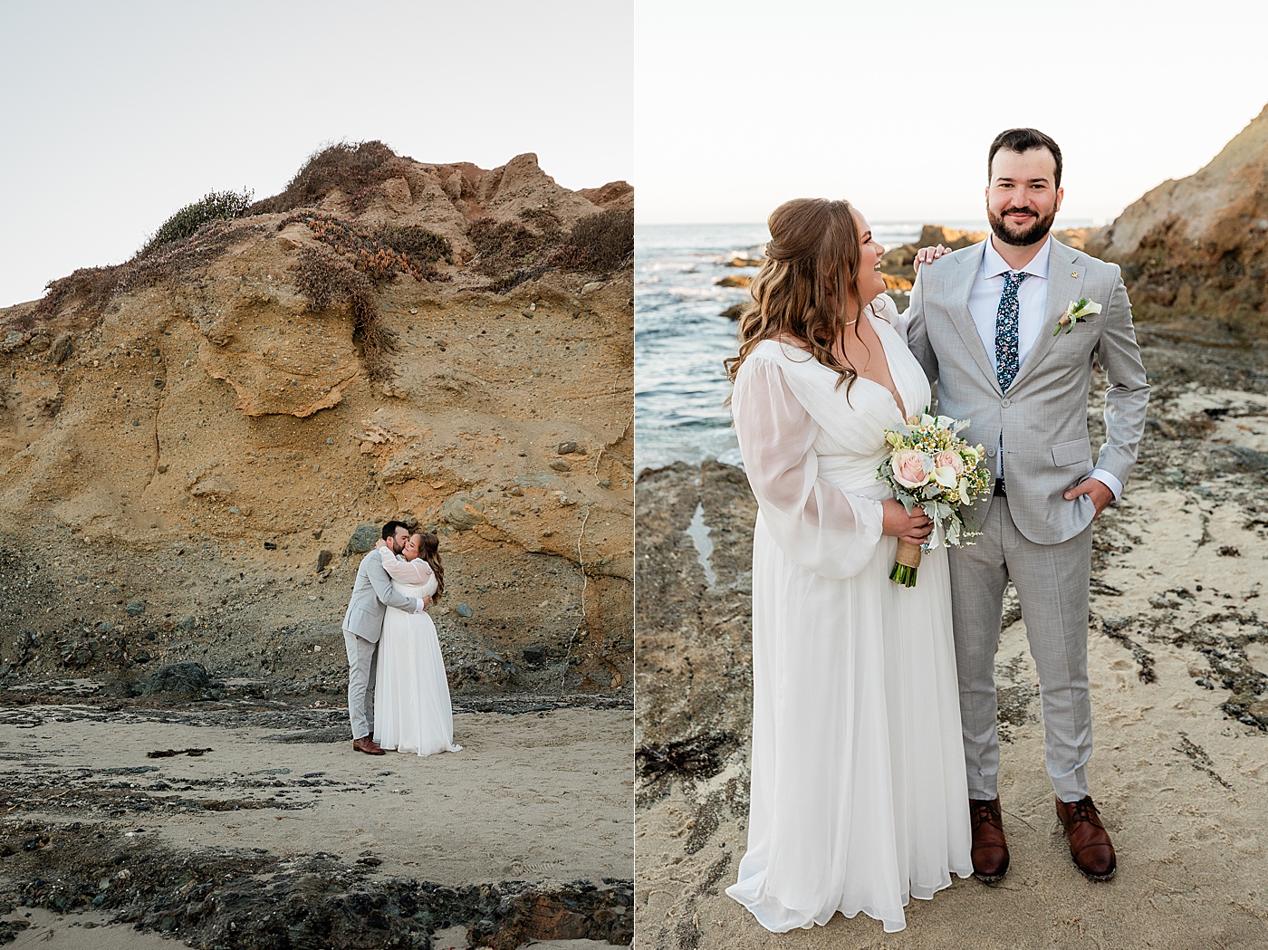 Bride and groom together during Orange County elopement.