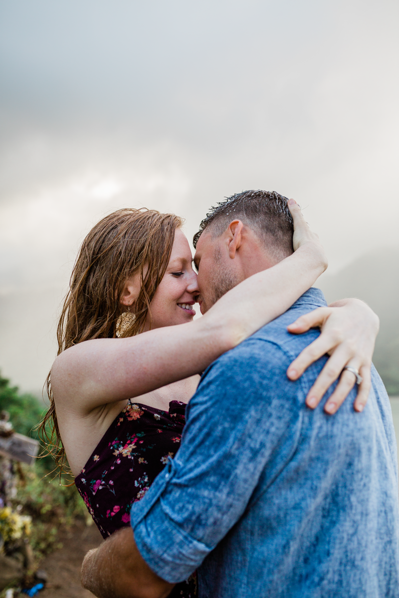 engagement photos in the rain