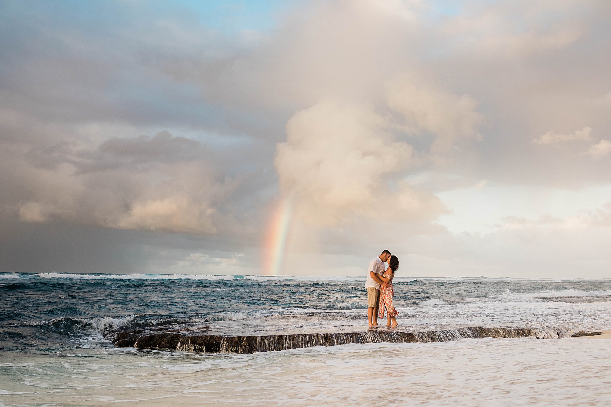 bride and groom in elopement during rainy season in hawaii