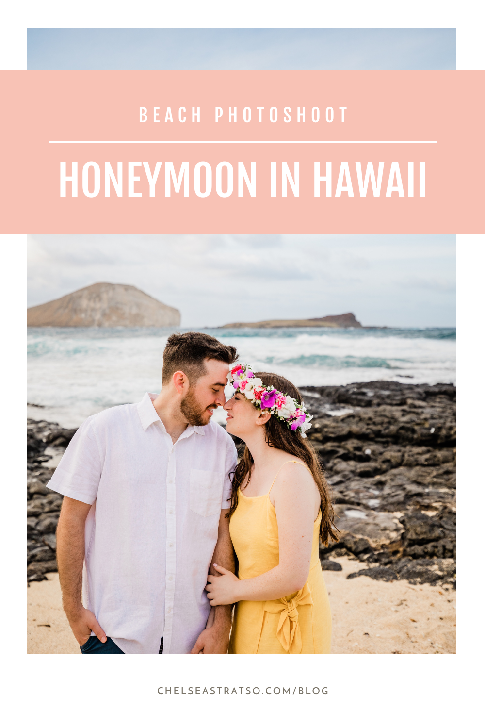 pinterest pin for beach photoshoot honeymoon in hawaii