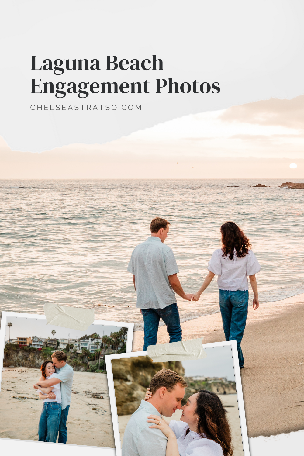 Pinterest Pin for Laguna Beach engagement photos.