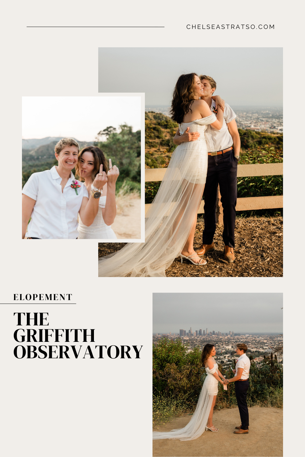 Pinterest Pin for Griffith Park Observatory elopement photos