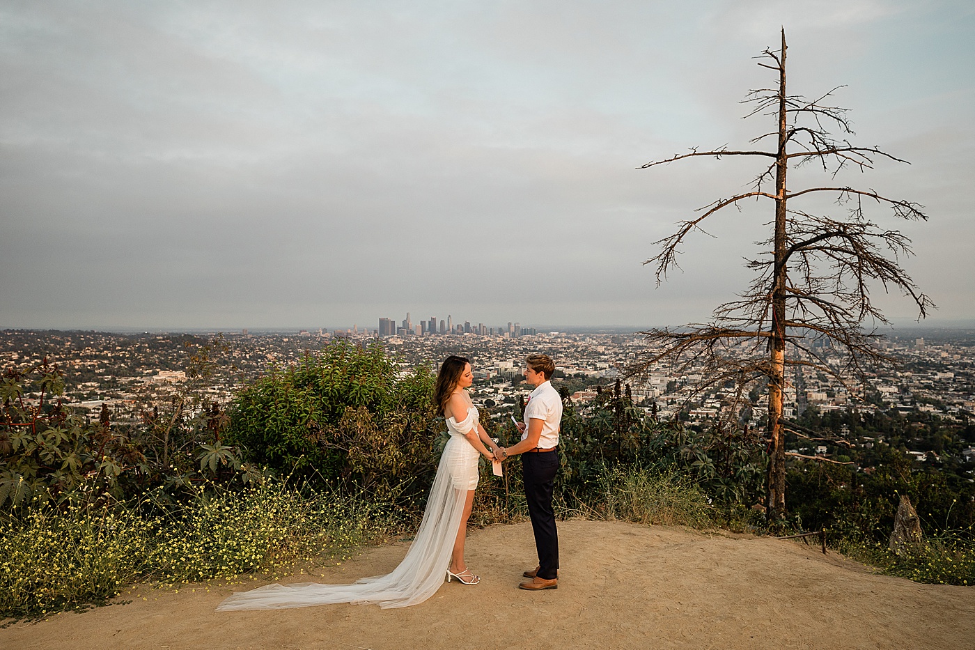 Elopement ceremony at the Griffith Park Observatory.
