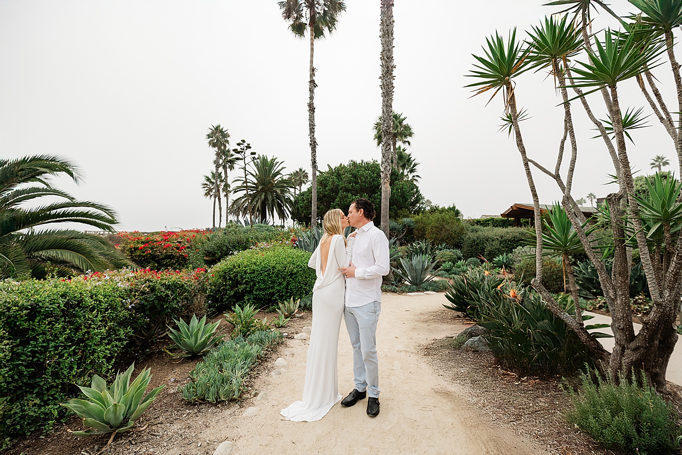 Bride and groom SoCal beach elopement.