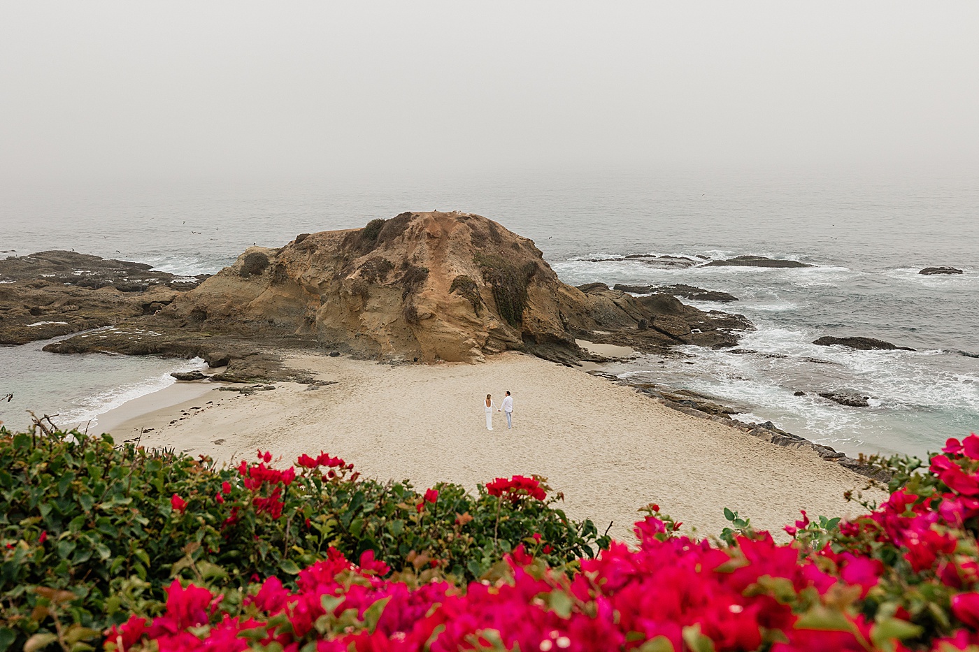 Bride and Groom walking in SoCal beach elopement